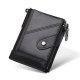 Double Zipper Buckle Leather Men's Wallet With Anti-theft Brush